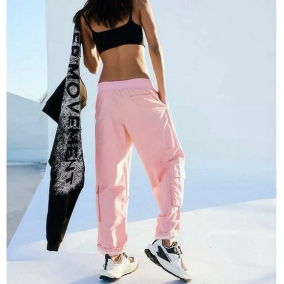Free People Movement Mesmerize Me Sun-kissed Pink Cargo Pants, Size Medium - Picture 2 of 15